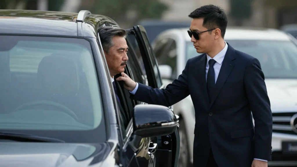 Executive protection bodyguard escorting VIP client